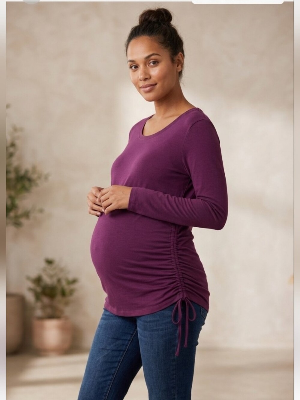 Sandy & Marcies Great Expectations Maternity Tunic w/Ruching Size Large